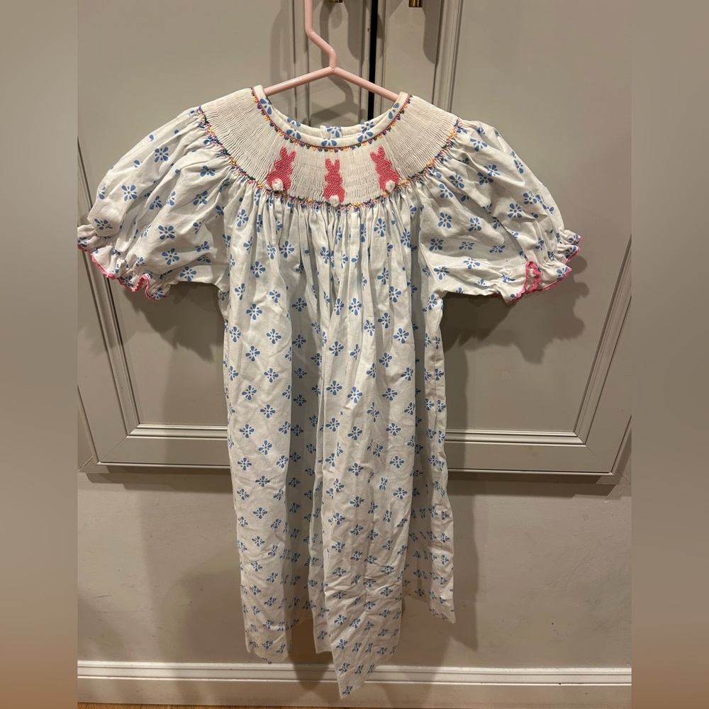 Floral White and Pink Kids Formal Dress